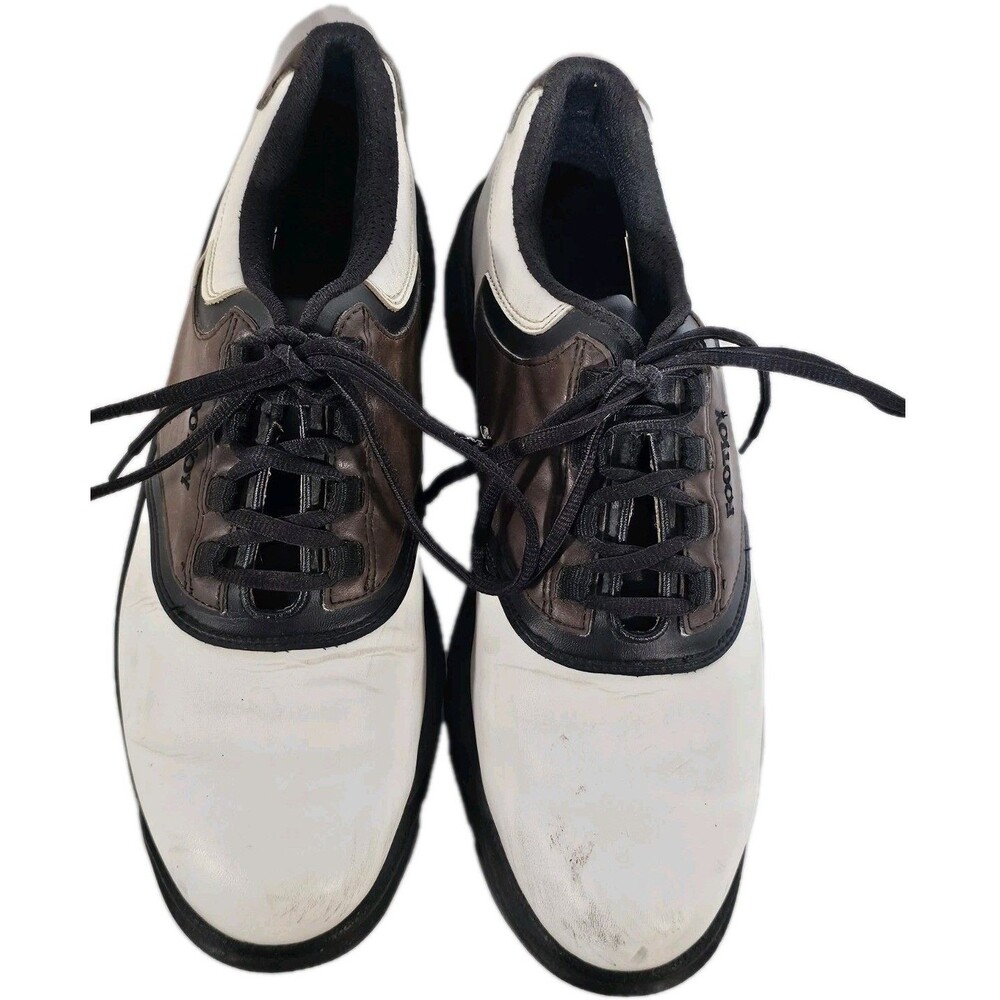Footjoy Golf Shoes Mens Greenjoys Size 10 Brown/White Soft Cleats - Picture 3 of 9